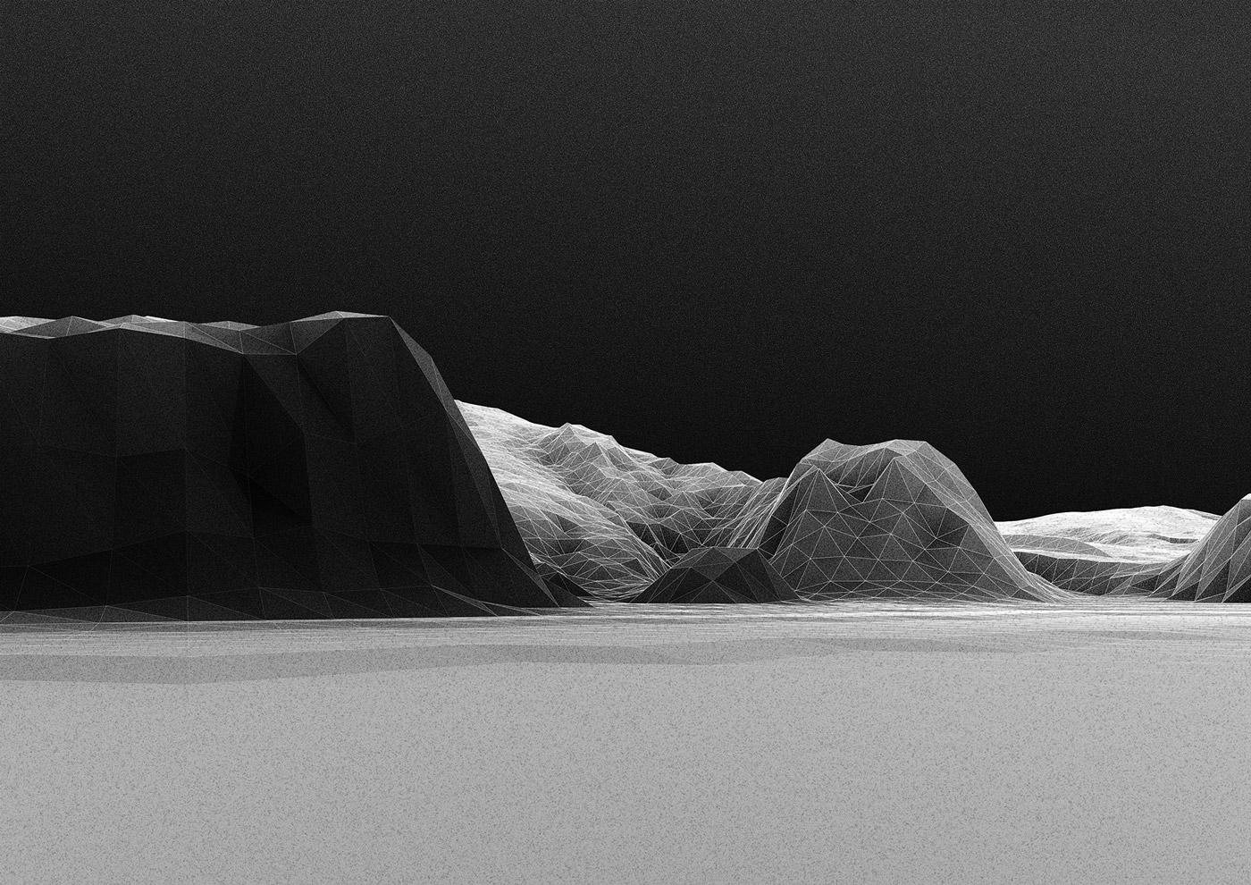 Polygon Rendering of a Volcano in Black and White